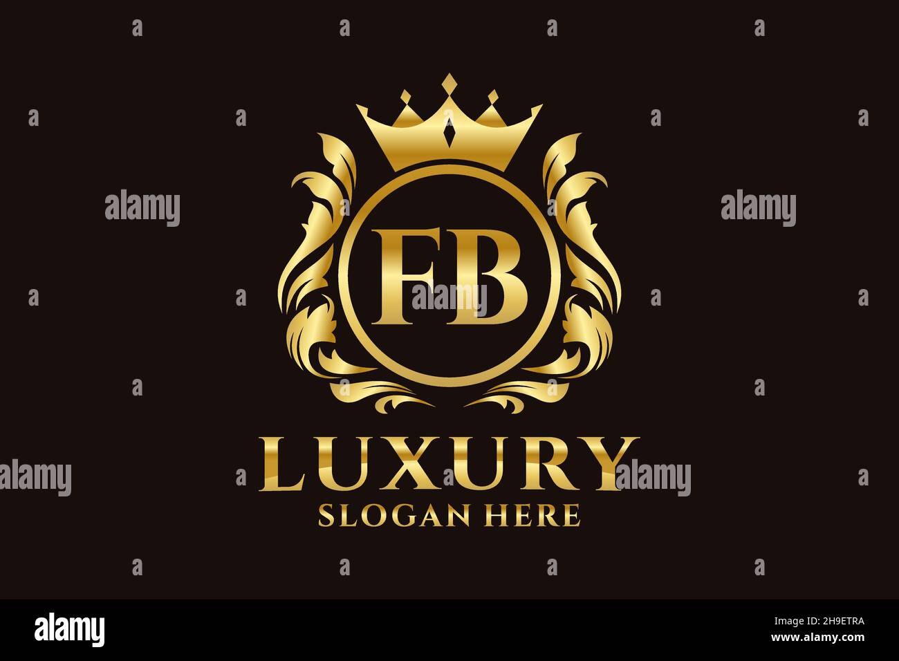 Modello FB Letter Royal Luxury Logo in grafica vettoriale per progetti di branding di lusso e altre illustrazioni vettoriali. Illustrazione Vettoriale