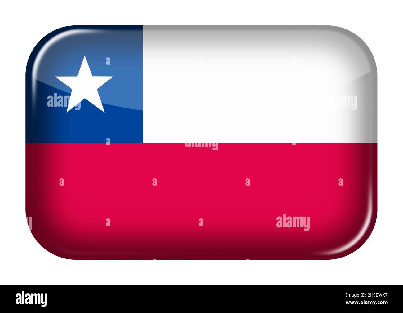 Icona del Cile pulsante rettangolo con tracciato di ritaglio 3D illustrazione Foto Stock