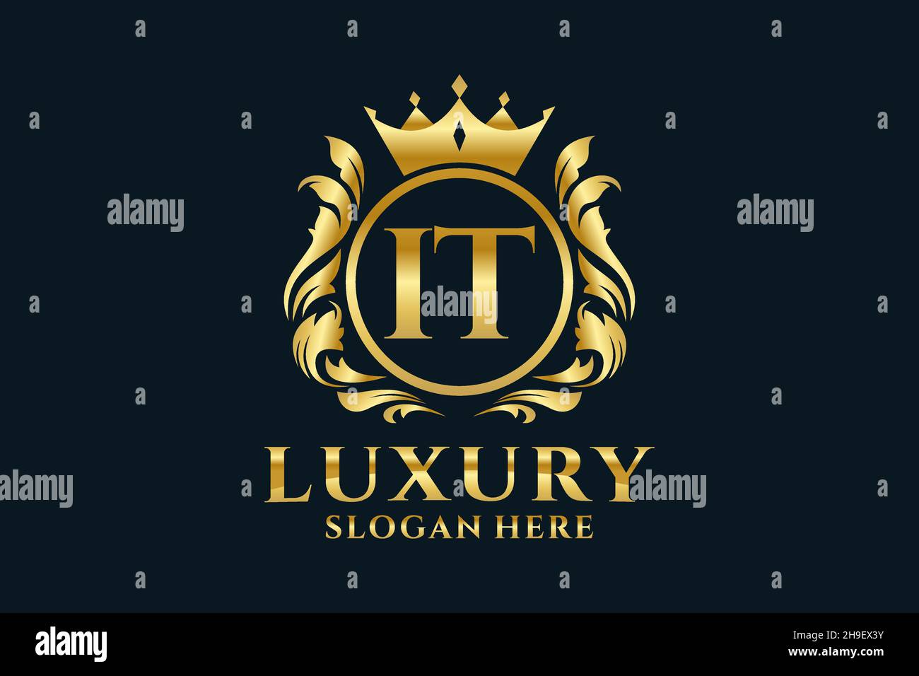 IT Letter Royal Luxury Logo template in Vector art per progetti di branding di lusso e altre illustrazioni vettoriali. Illustrazione Vettoriale