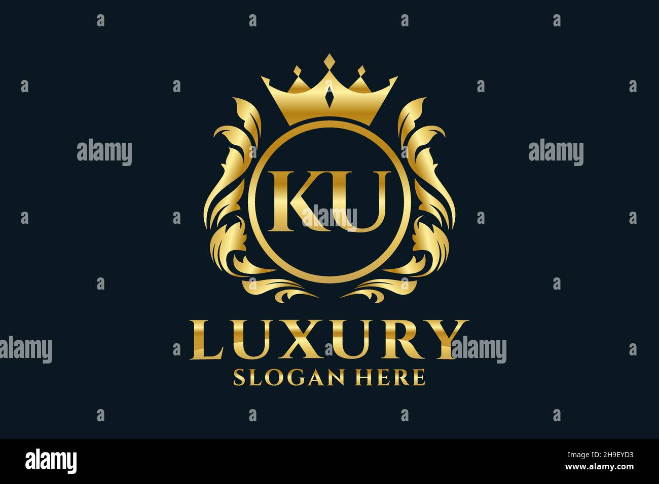 Modello KU Letter Royal Luxury Logo in Vector art per progetti di branding di lusso e altre illustrazioni vettoriali. Illustrazione Vettoriale