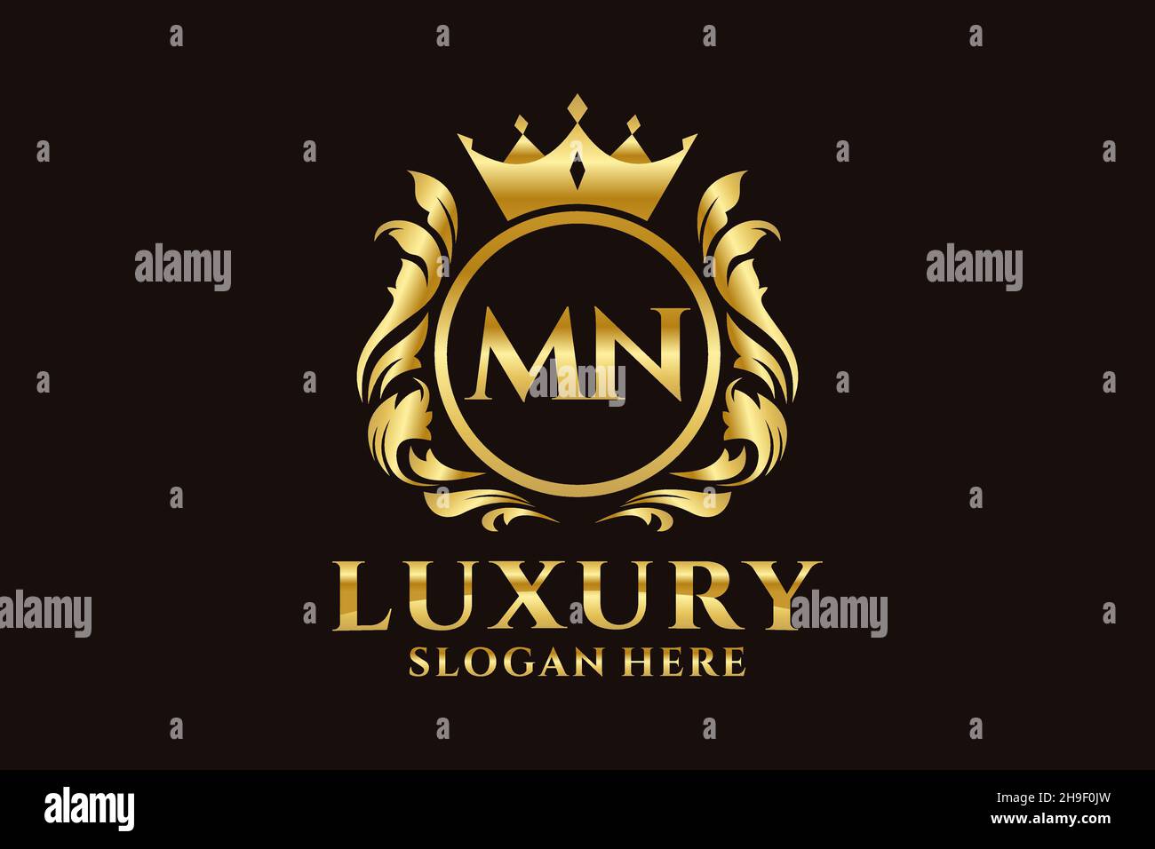 MODELLO di logo MN Letter Royal Luxury in grafica vettoriale per progetti di branding di lusso e altre illustrazioni vettoriali. Illustrazione Vettoriale