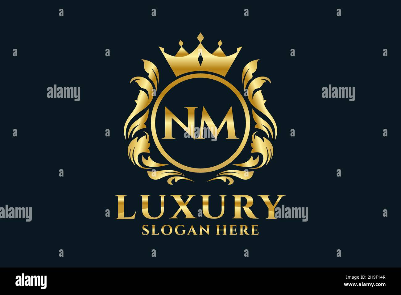 MODELLO DI logo NM Letter Royal Luxury in grafica vettoriale per progetti di branding di lusso e altre illustrazioni vettoriali. Illustrazione Vettoriale