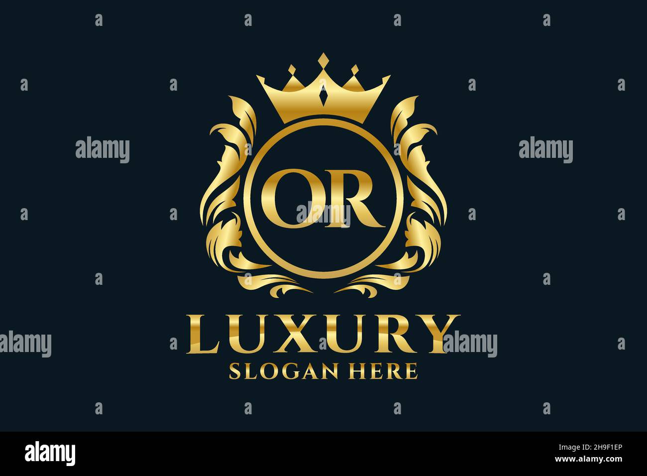 O modello di logo Letter Royal Luxury in grafica vettoriale per progetti di branding di lusso e altre illustrazioni vettoriali. Illustrazione Vettoriale