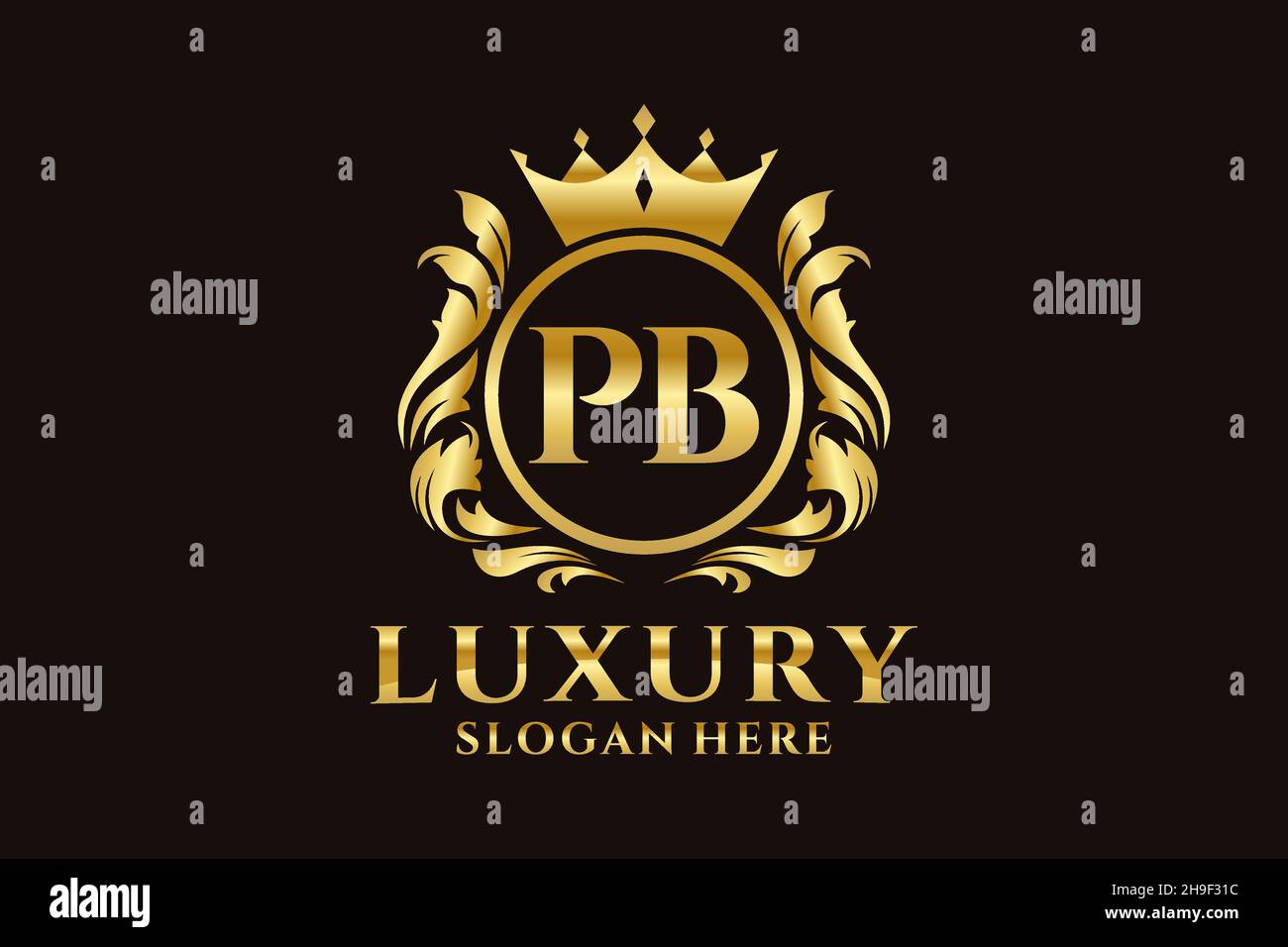 Modello PB Letter Royal Luxury Logo in grafica vettoriale per progetti di branding di lusso e altre illustrazioni vettoriali. Illustrazione Vettoriale