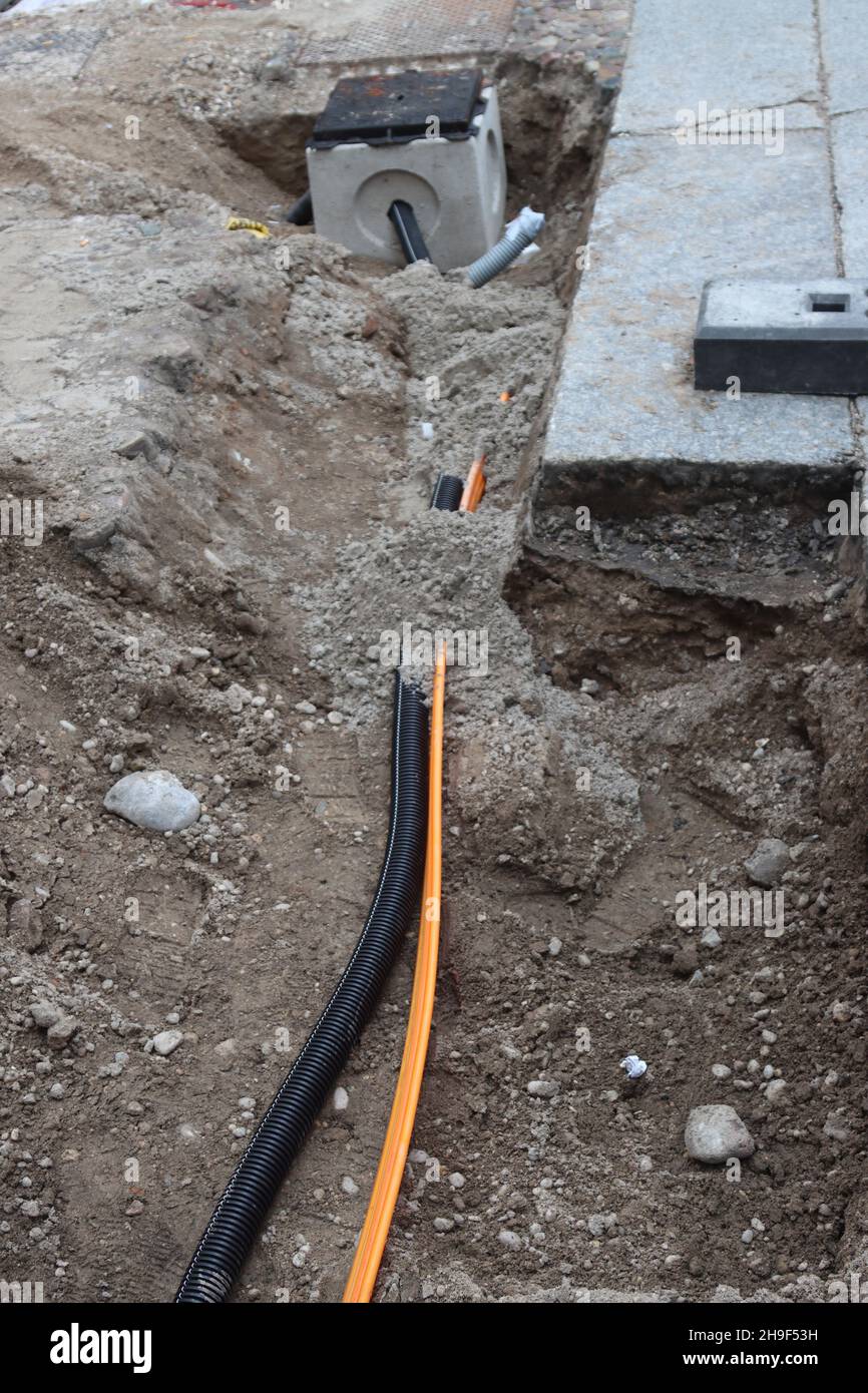Sostituzione dei tubi sotterranei Foto Stock