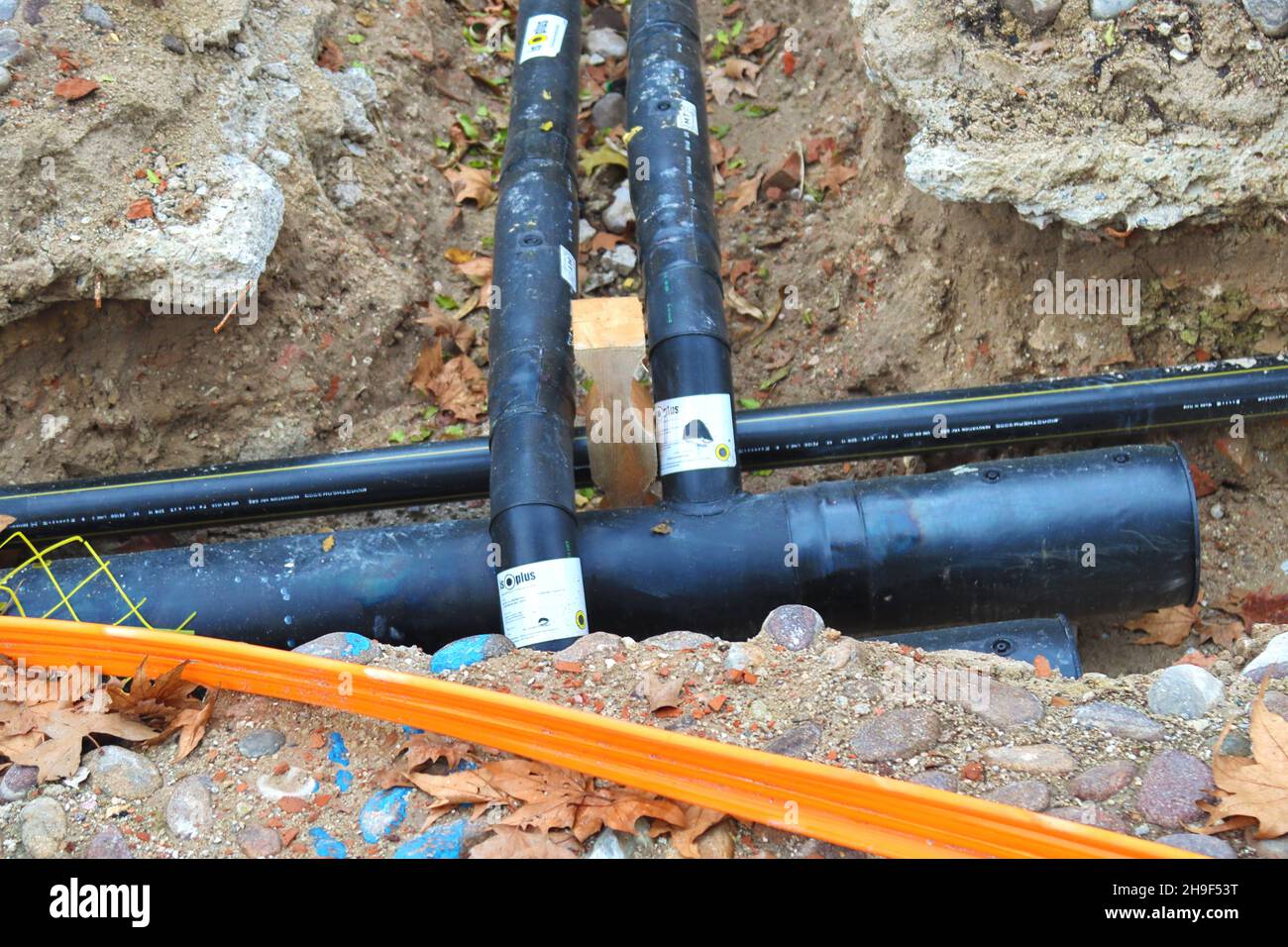Sostituzione dei tubi sotterranei Foto Stock