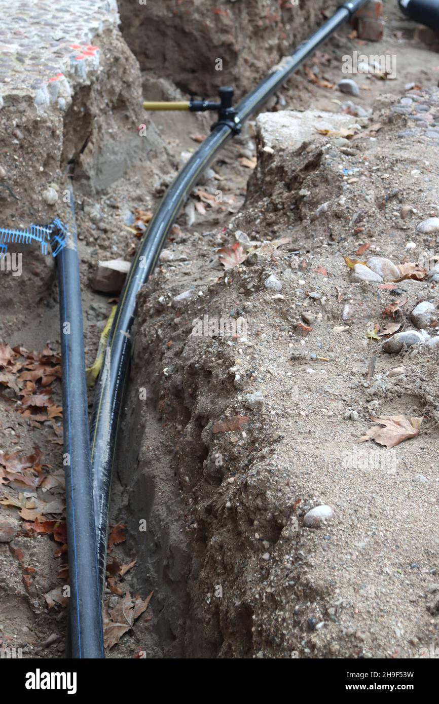 Sostituzione dei tubi sotterranei Foto Stock