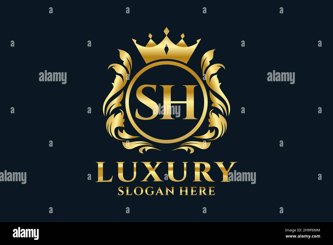 SH Letter Royal Luxury Logo template in Vector art per progetti di branding di lusso e altre illustrazioni vettoriali. Illustrazione Vettoriale