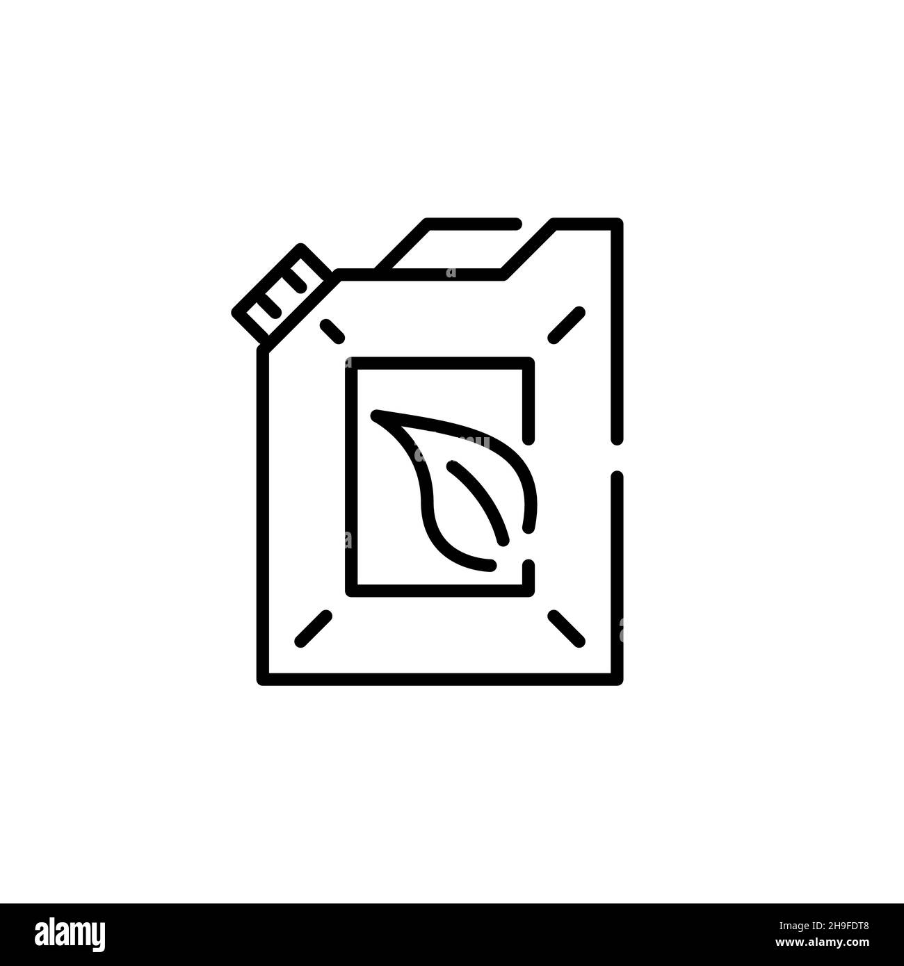 Serbatoio carburante verde. Carburante sostenibile per auto e aviazione proveniente da fonti ecologiche. Icona tratto modificabile pixel Perfect Illustrazione Vettoriale