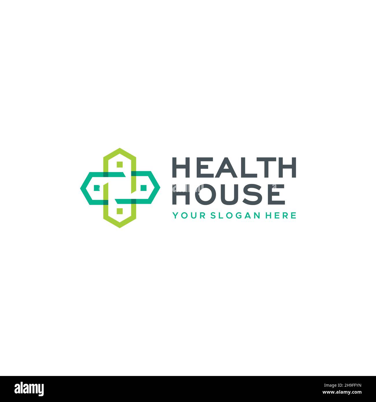 Casa di SALUTE minimalista più il design del logo medico Illustrazione Vettoriale