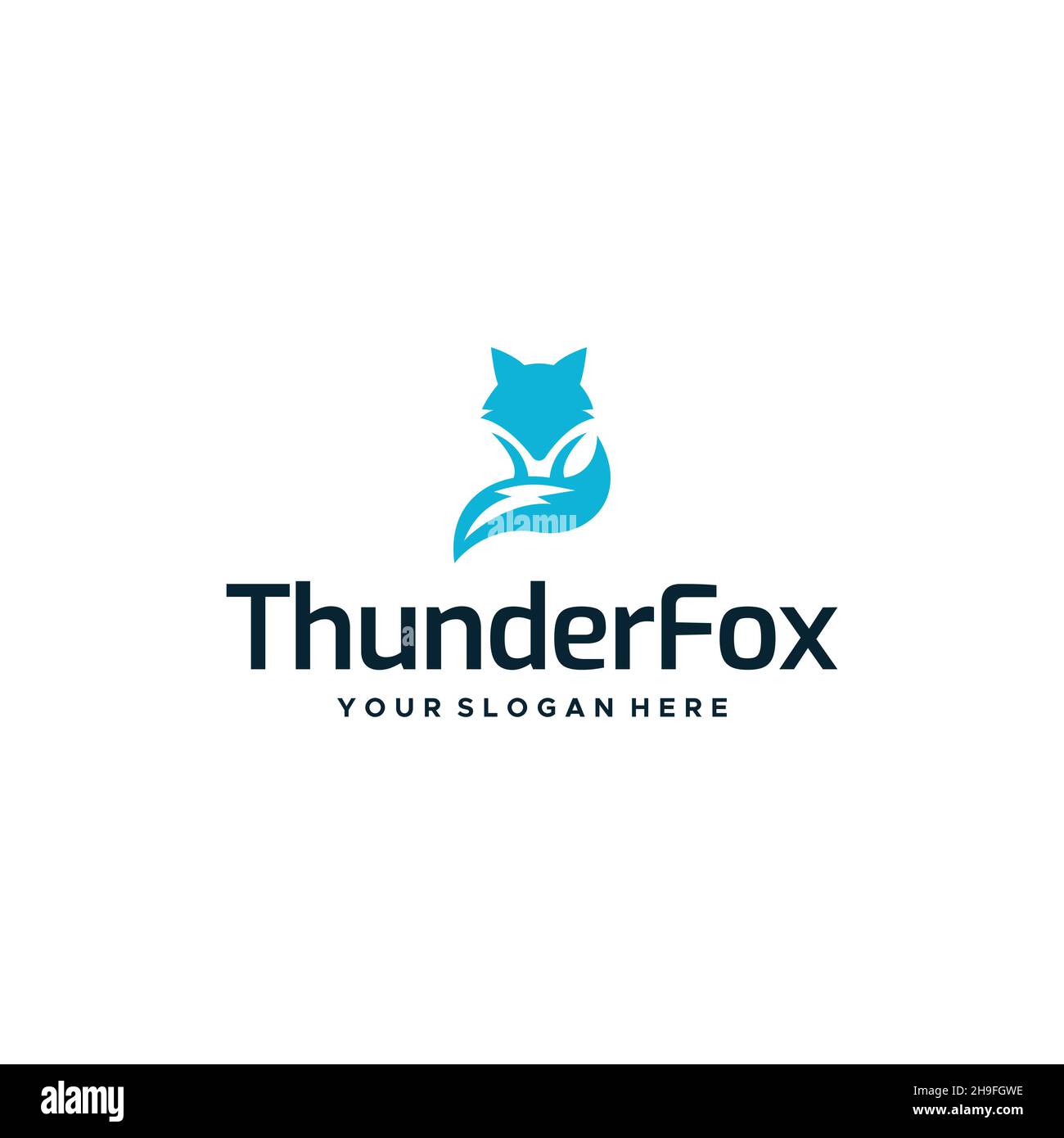 flat ThunderFox Wolf stun logo elettrico Illustrazione Vettoriale
