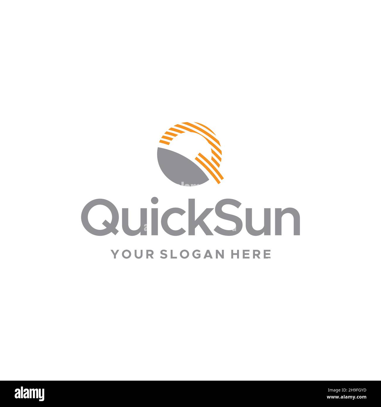lettera piatta iniziale Q Quick Sun Logo design Illustrazione Vettoriale