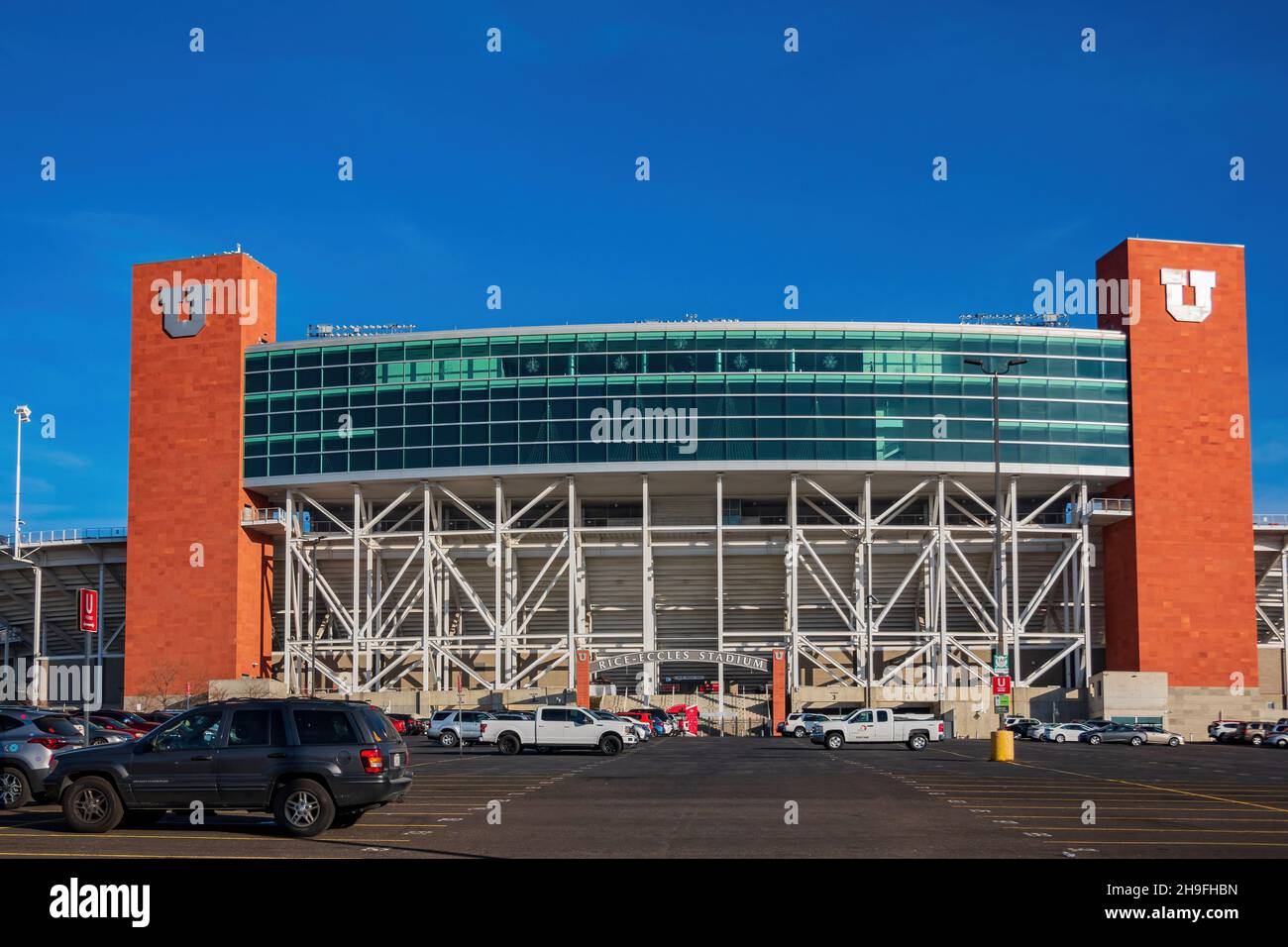 Salt Lake City, DEC 4 2021 - Vista esterna dello Stadio Rice-Eccles Foto Stock