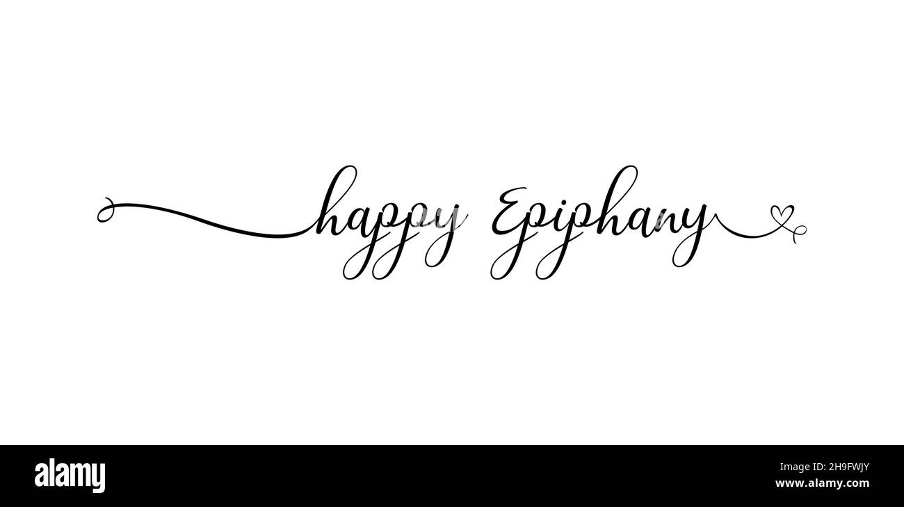 Disegno di scrittura di mano di stile di Calligraphy per Epifania felice. Disegno vettoriale per striscioni, poster, maglietta, cartoncino. Illustrazione Vettoriale