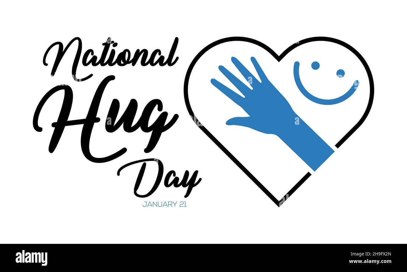 Gennaio 21 - disegno di scrittura di mano di stile di Calligraphy per il giorno nazionale di abbraccio. Disegno di illustrazione vettoriale per la bandiera, il manifesto, la maglietta, la scheda. Illustrazione Vettoriale