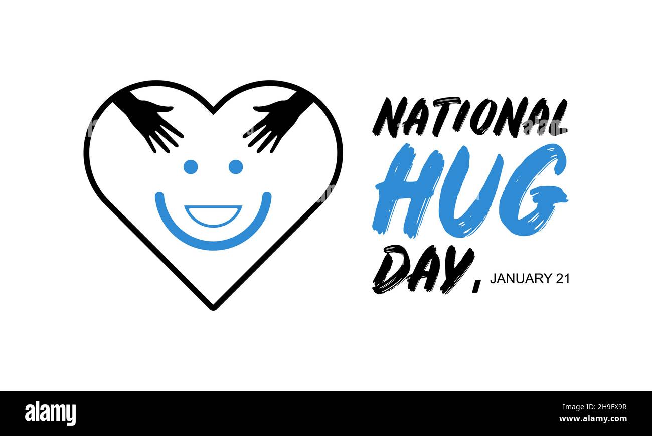 Gennaio 21 - disegno di scritta per il giorno nazionale di hugging. Disegno di illustrazione vettoriale per la bandiera, il manifesto, la maglietta, la scheda. Illustrazione Vettoriale