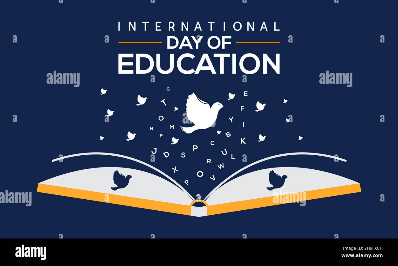 Modello vettoriale Giornata Internazionale dell'Educazione. 24 Gennaio disegno per tema giorno di educazione. Illustrazione Vettoriale