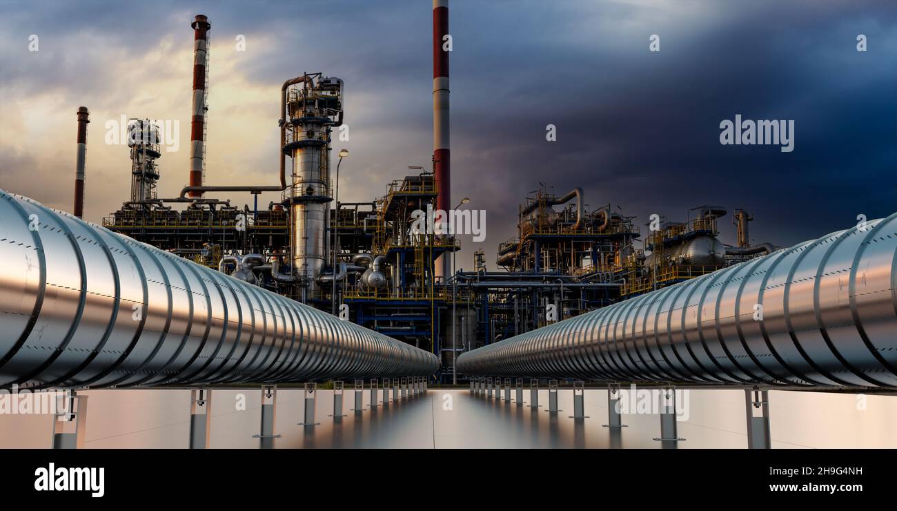 La conduttura fornisce gas alla fabbrica Foto Stock