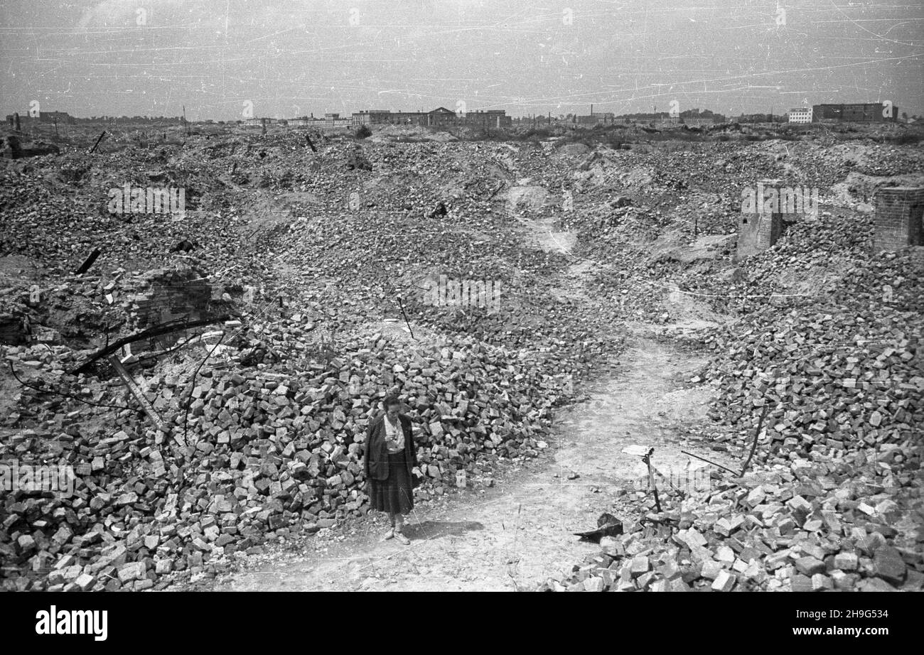 Warszawa, 1948-06. Ruiny na terenie dawnego getta. uu PAP/Stanis³aw D¹browiecki Dok³adny dzieñ wydarzenia nieustalony. Varsavia, giugno 1948. Rovine sul sito dell'ex ghetto. uu PAP/Stanislaw Dabrowiecki Foto Stock