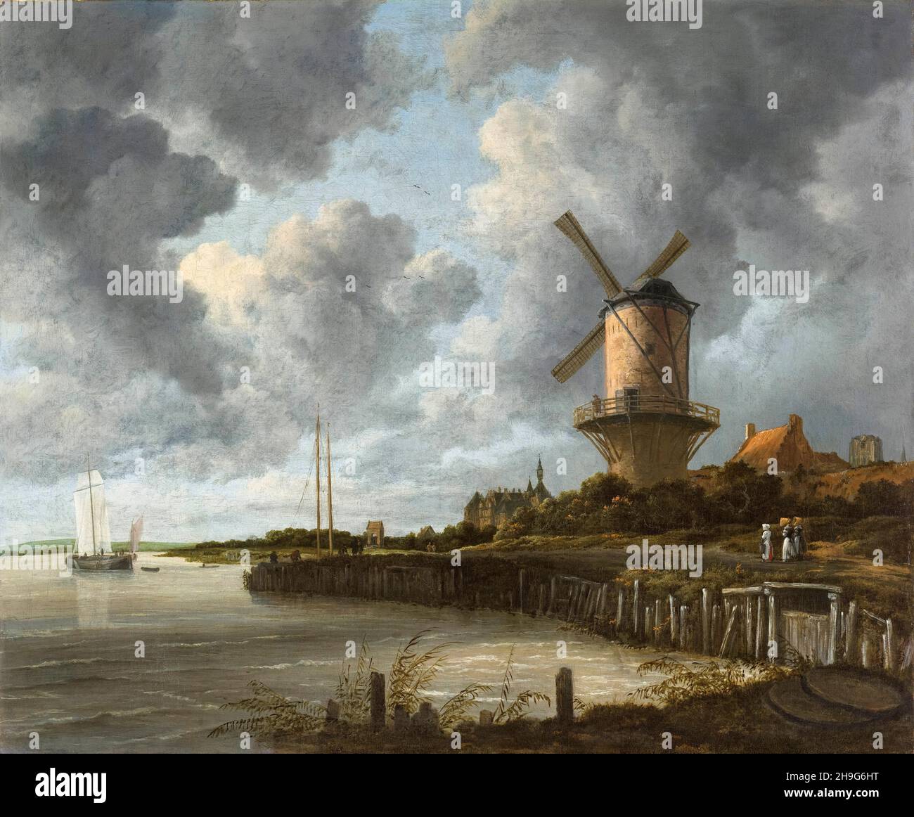 Il mulino a vento a Wijk bij Duurstede, pittura paesaggistica di Jacob van Ruisdael, 1668-1670 Foto Stock