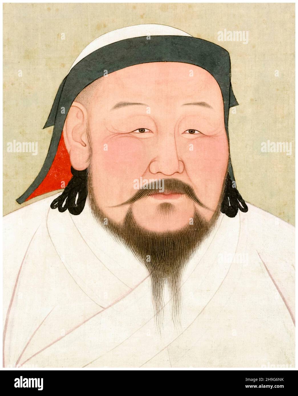 Kublai Khan (1215-1294), imperatore dell'Impero Mongolo (1260-1294), ritratto di Araniko (Anige), 1294 Foto Stock