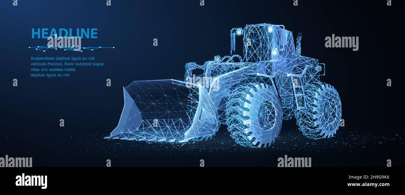 Caricatore. Illustrazione poligonale astratta della pala pesante gommata 3d su blu. Illustrazione Vettoriale