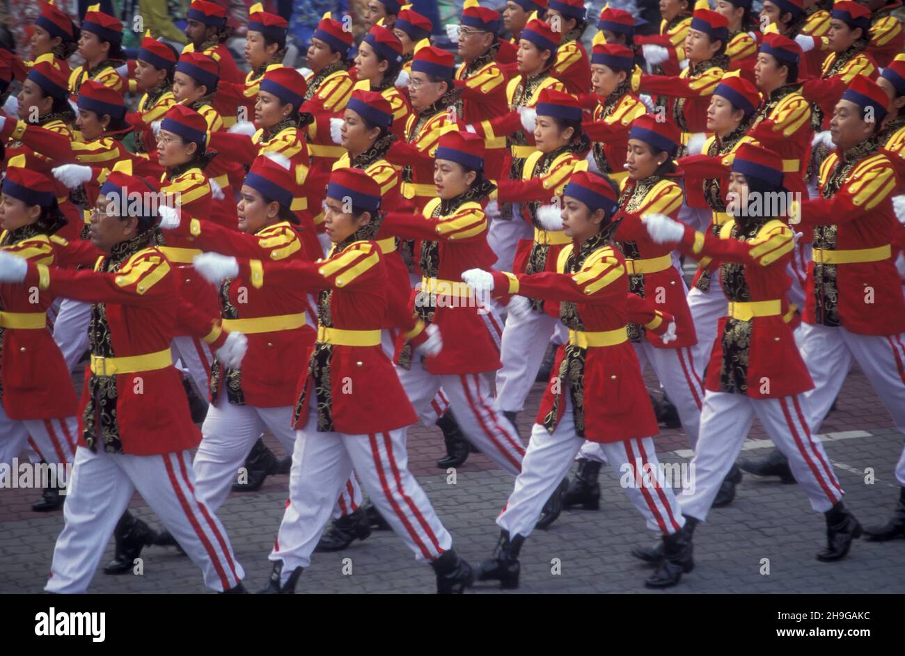 La Parata militare alla Giornata Nazionale Malese o Hari Merdeka, Agosto 31, nella città di Kuala Lumpur in Malesia. Malesia, Kuala Lumpur, Augus Foto Stock