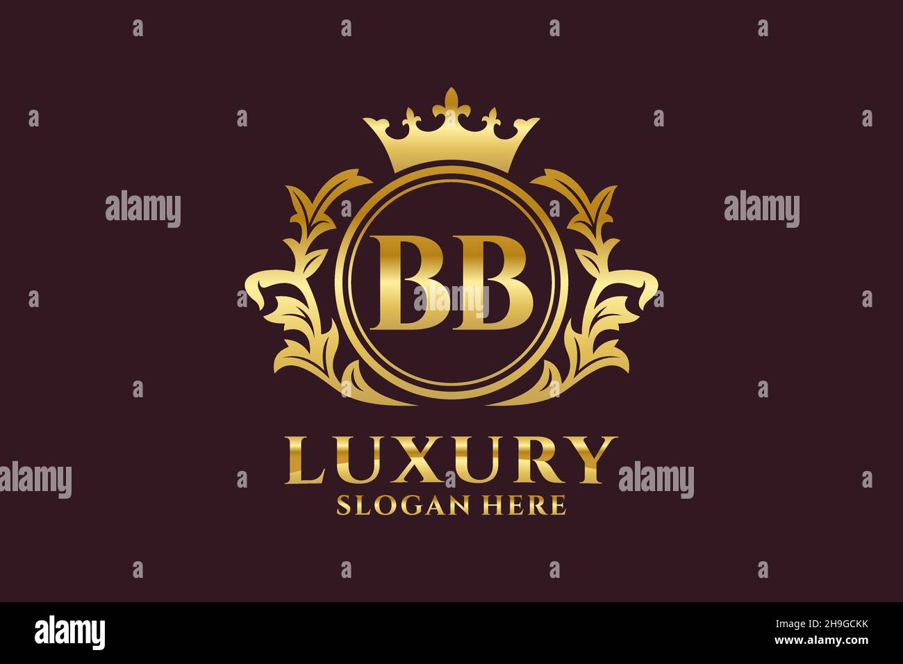 Modello di logo BB Letter Royal Luxury in grafica vettoriale per progetti di branding di lusso e altre illustrazioni vettoriali. Illustrazione Vettoriale