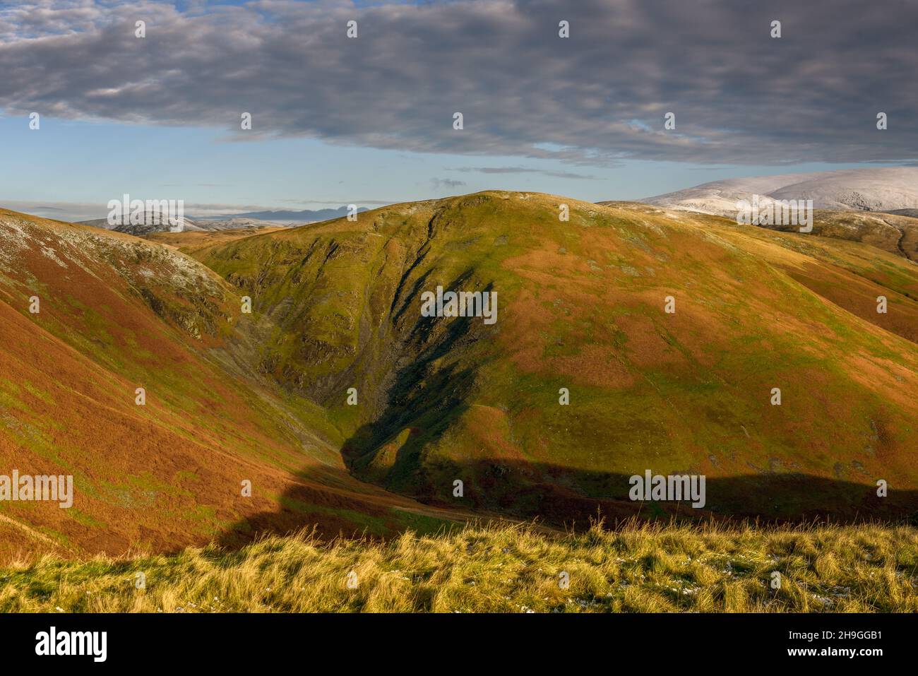 Great Hill sopra la vasca di manzo Devils nei confini scozzesi Foto Stock