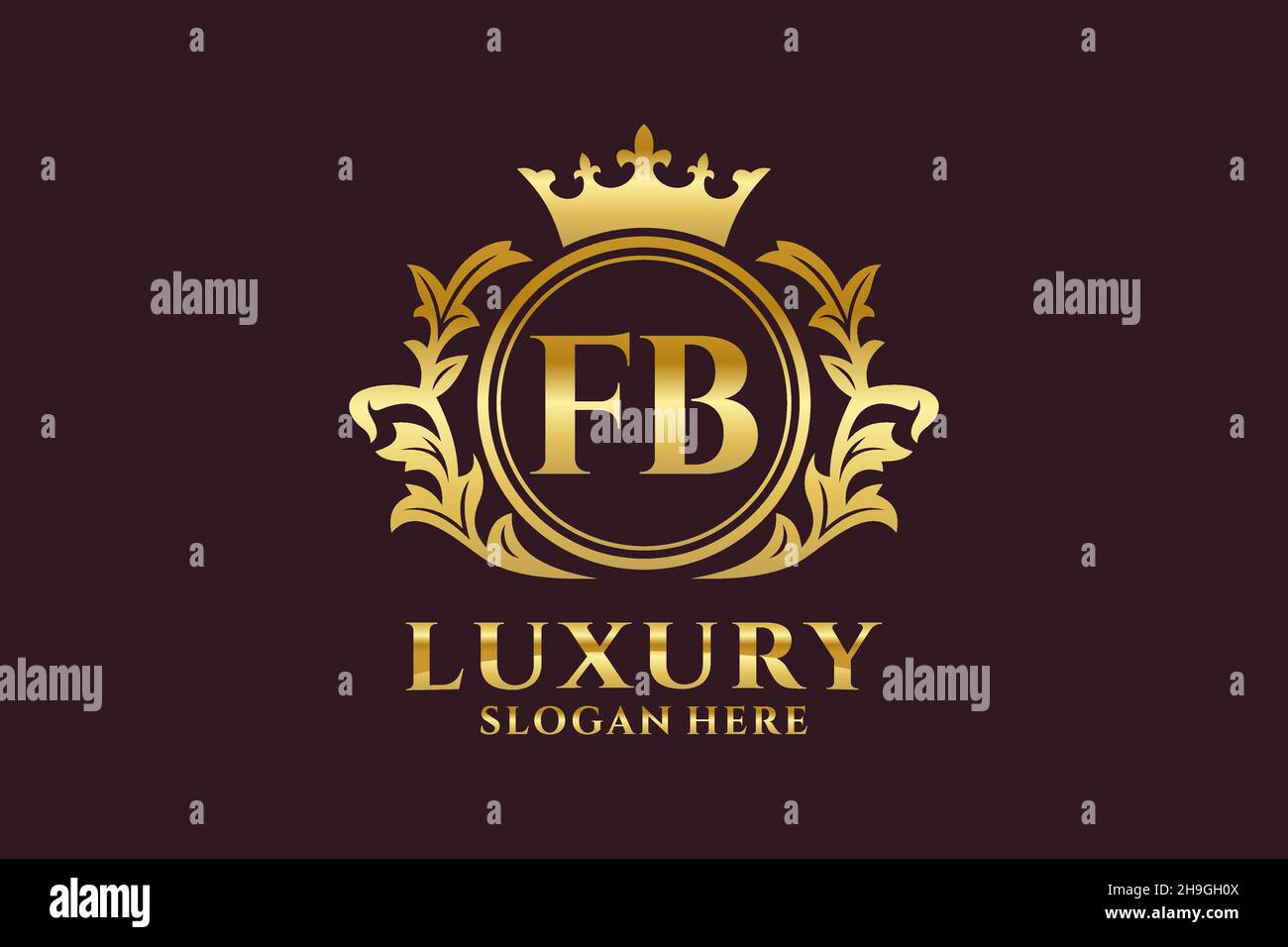 Modello FB Letter Royal Luxury Logo in grafica vettoriale per progetti di branding di lusso e altre illustrazioni vettoriali. Illustrazione Vettoriale
