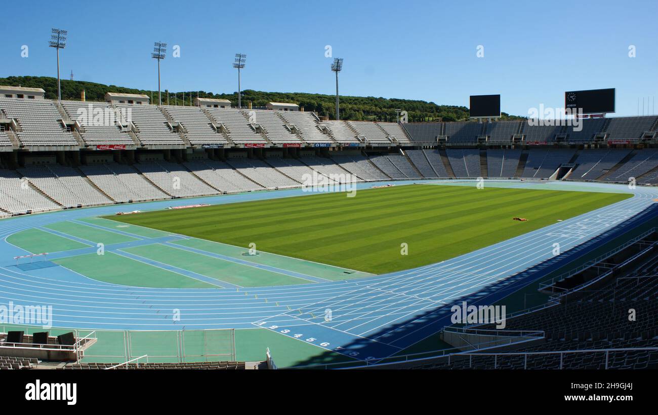 BARCELLONA, SPAGNA - Sep 25, 2010: Una bella vista dello Stadio Olimpico di Barcellona a Barcellona, Spagna Foto Stock
