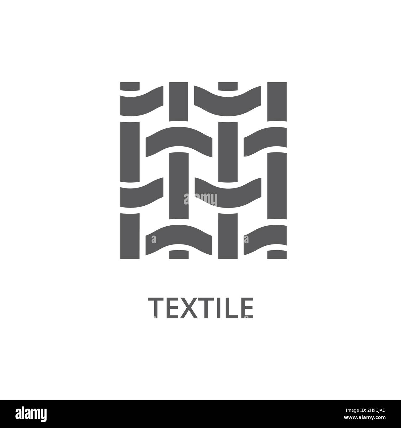 Icona vettoriale della caratteristica del materiale tessile. I tessuti presentano il simbolo dell'etichetta. Illustrazione Vettoriale