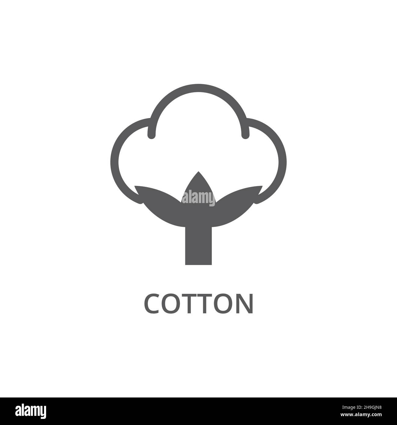 Icona vettoriale del materiale in tessuto di cotone. I tessuti Cotton presentano il simbolo dell'etichetta. Illustrazione Vettoriale