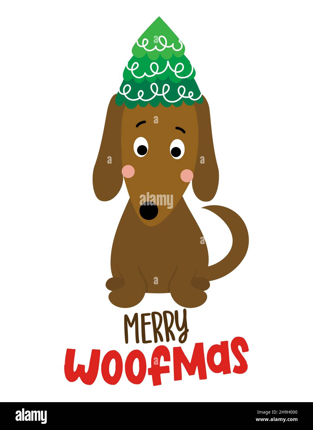 Merry Woofmas - frase di Calligraphy per Natale. Lettere disegnate a mano per biglietti d'auguri di Natale, invito. Ideale per t-shirt, tazza, regalo, stampe Illustrazione Vettoriale
