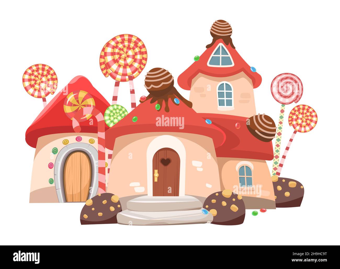 Dolce casa caramel fata. Illustrazione in stile cartoon design piatto. Foto per bambini isolati su sfondo bianco. Vettore Illustrazione Vettoriale