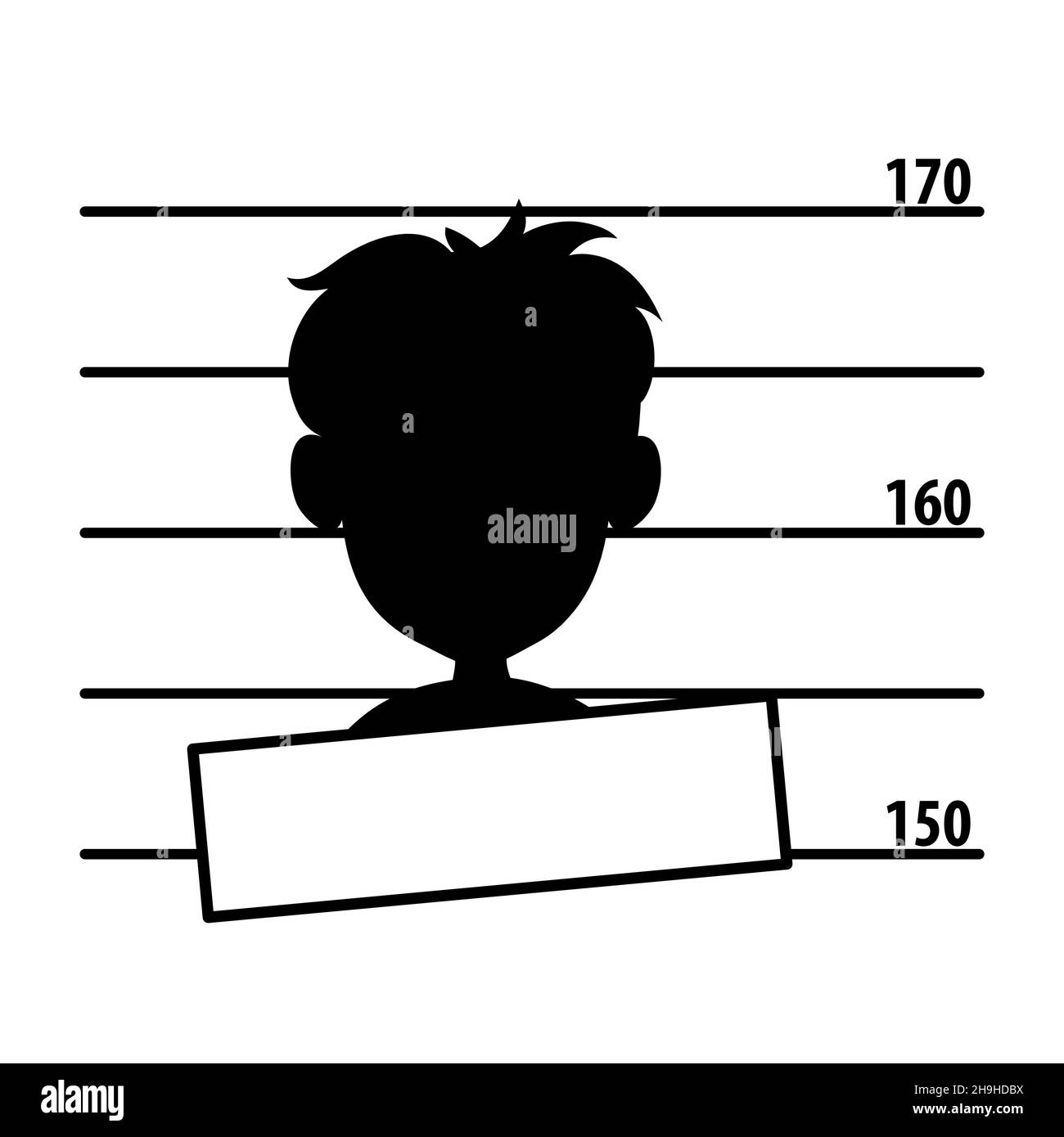 Formazione della polizia o sfondo mugshot con silhouette di persona anonima. Illustrazione vettoriale Illustrazione Vettoriale