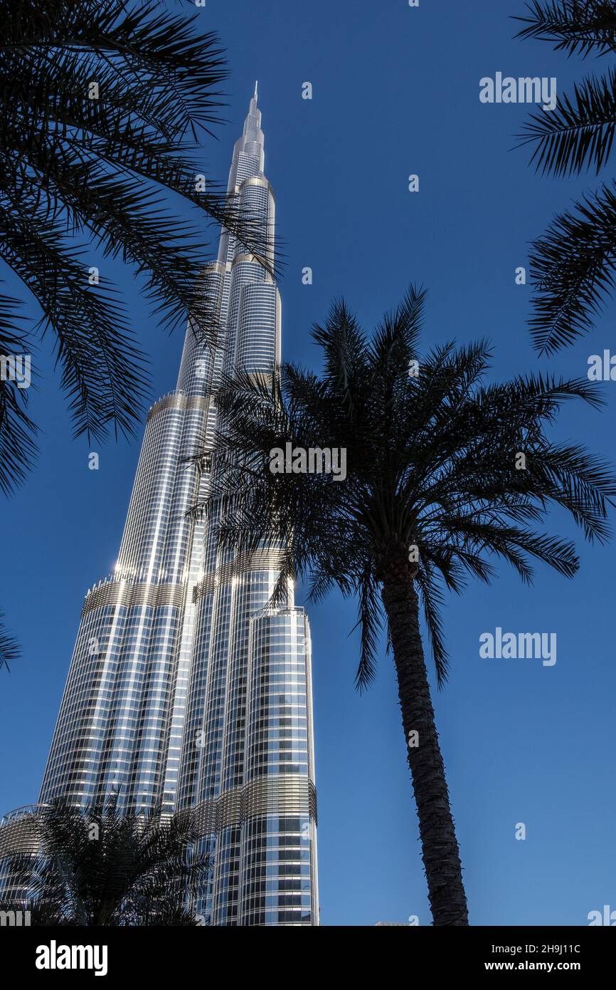 L'edificio più alto del mondo, il Burj Khalifa di Dubai Foto Stock