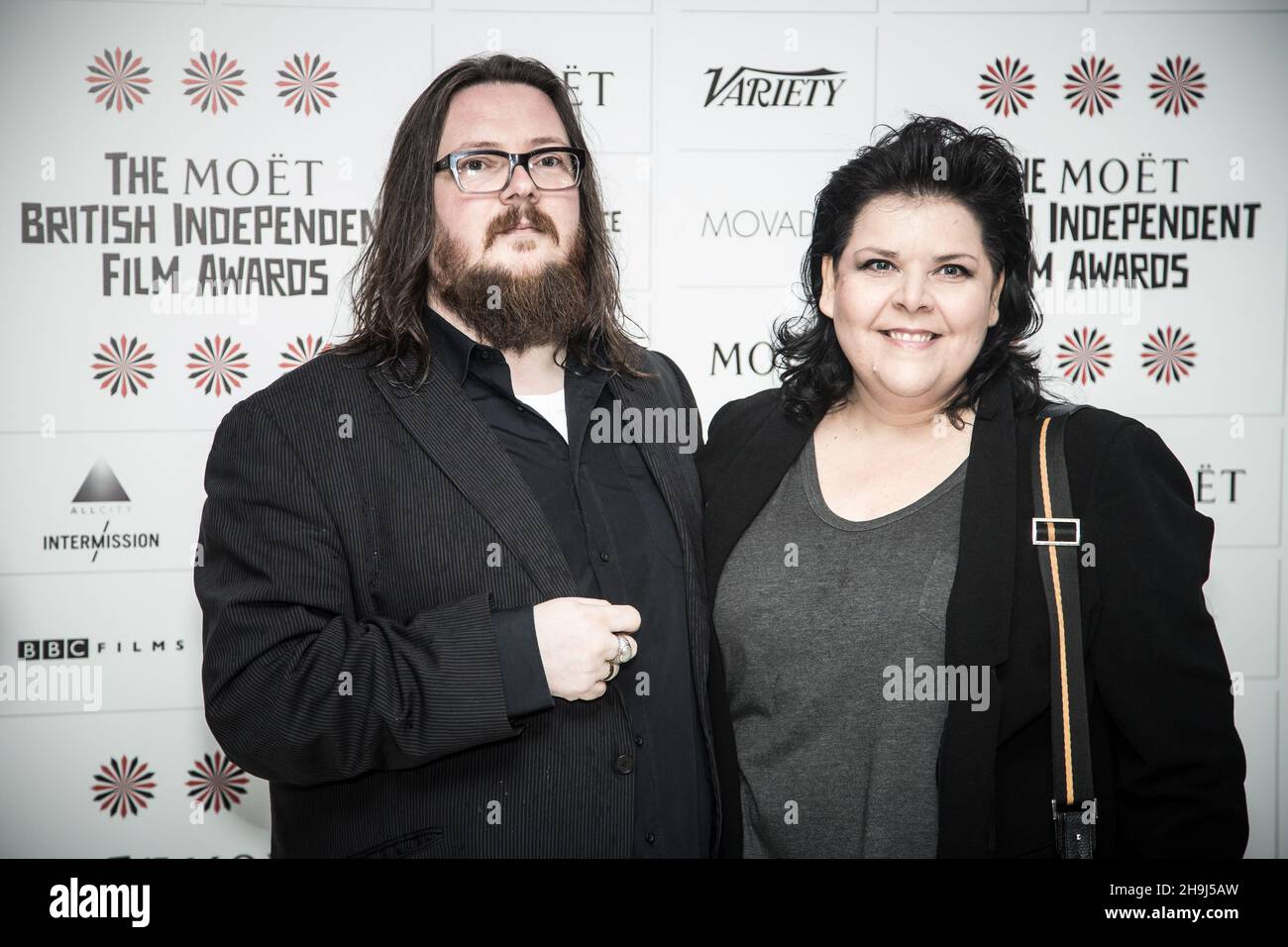 Iain Forsyth e Jane Pollard all'annuncio delle candidature e della giuria per i 2014 Moët British Independent Film Awards a St Martins Lane Foto Stock