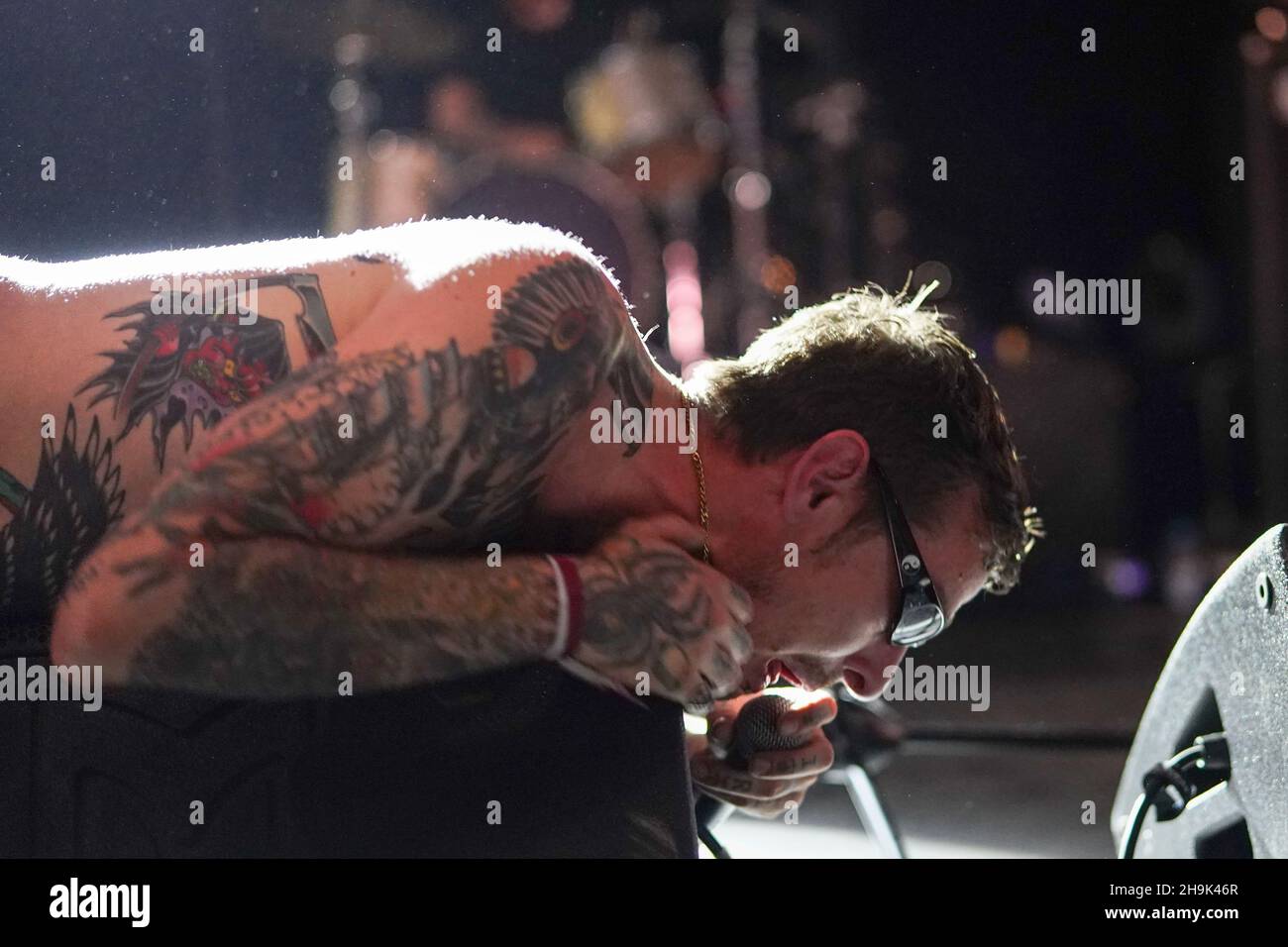 I Viagra Boys si esibiscono alla fine del 2019 del Road Festival a Larmer Tree Gardens a Dorset. Data foto: Domenica 1 settembre 2019. Il credito fotografico dovrebbe essere: Richard Grey/EMPICS Foto Stock