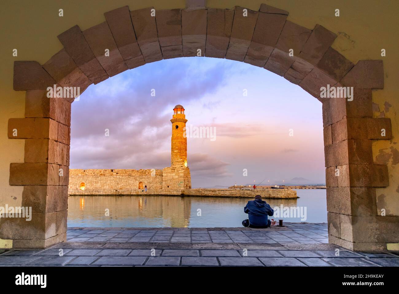 Città di Rethymno all'isola di Creta in Grecia. Foto Stock