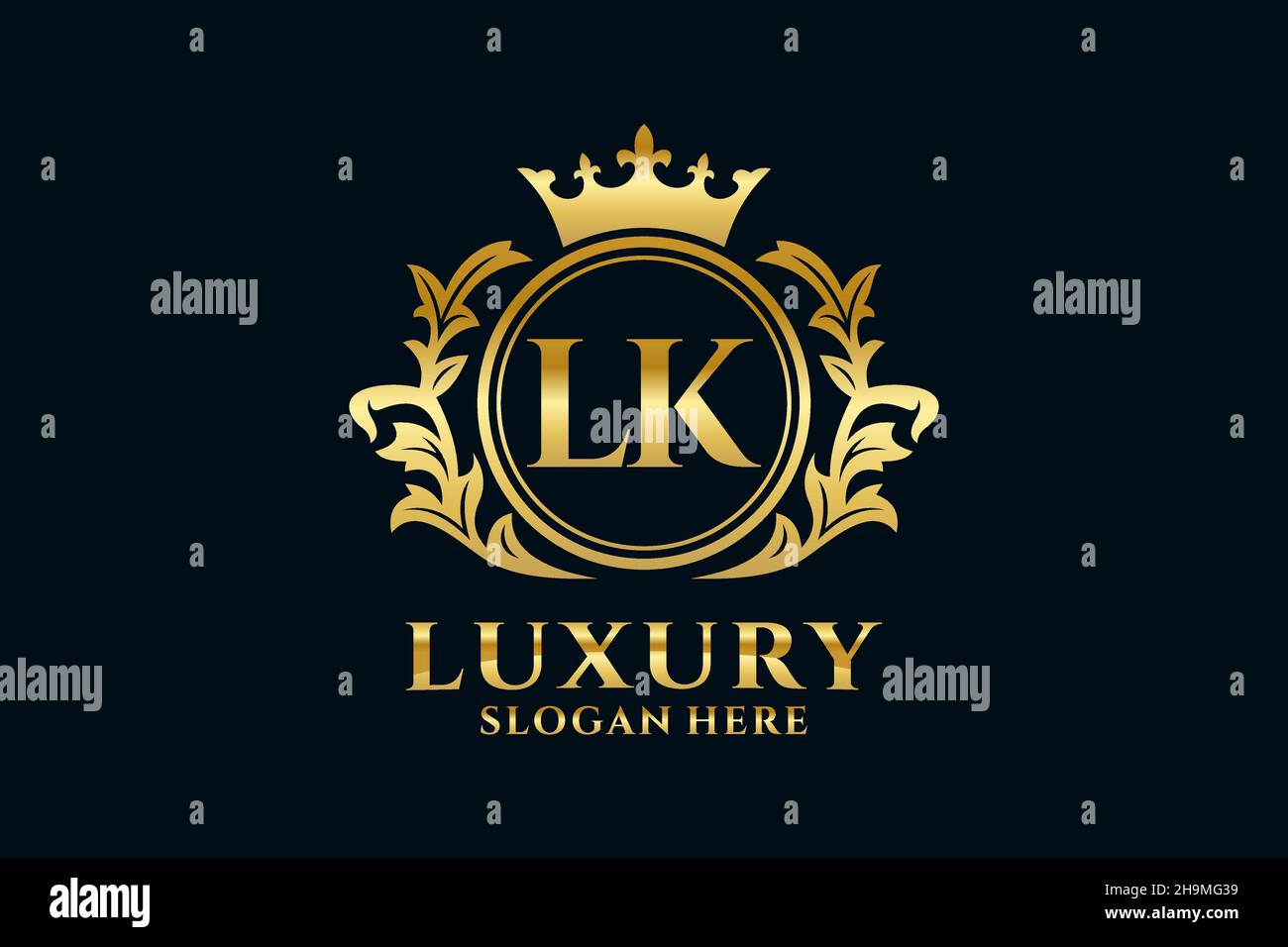 LK Letter Royal Luxury Logo template in Vector art per progetti di branding di lusso e altre illustrazioni vettoriali. Illustrazione Vettoriale