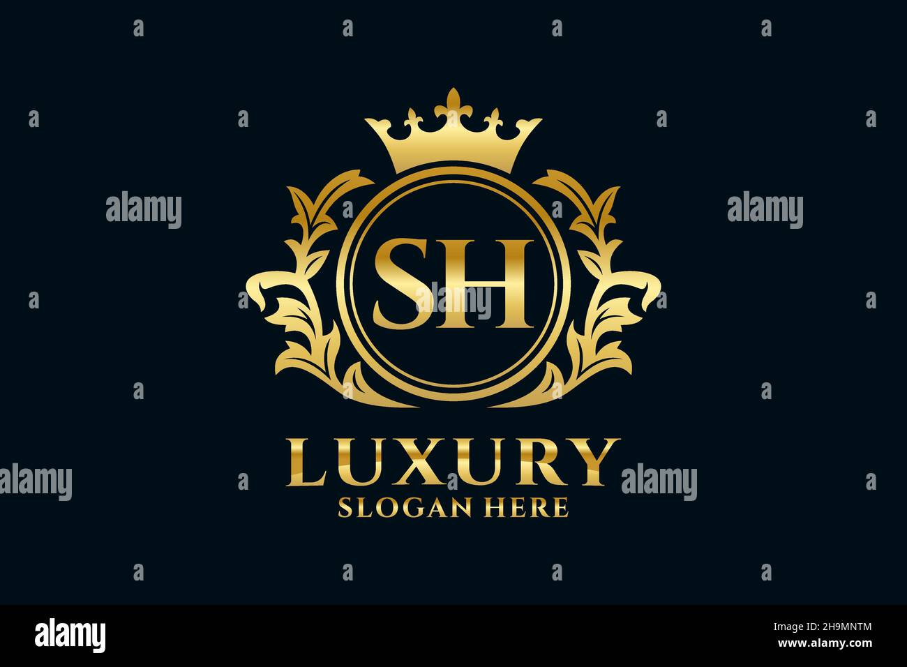 SH Letter Royal Luxury Logo template in Vector art per progetti di branding di lusso e altre illustrazioni vettoriali. Illustrazione Vettoriale