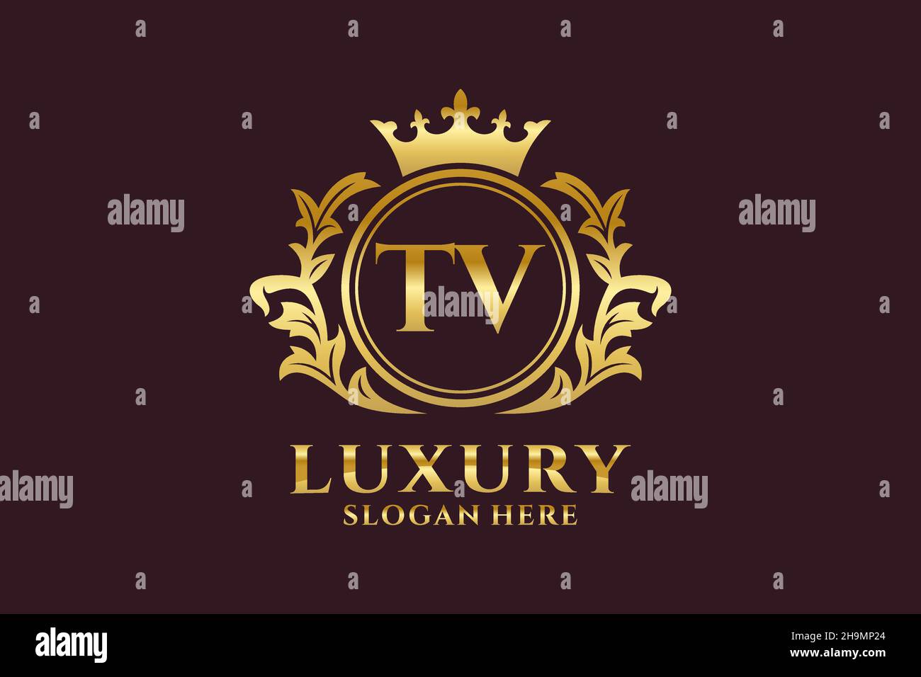 TV Letter Royal Luxury Logo template in Vector art per progetti di branding di lusso e altre illustrazioni vettoriali. Illustrazione Vettoriale