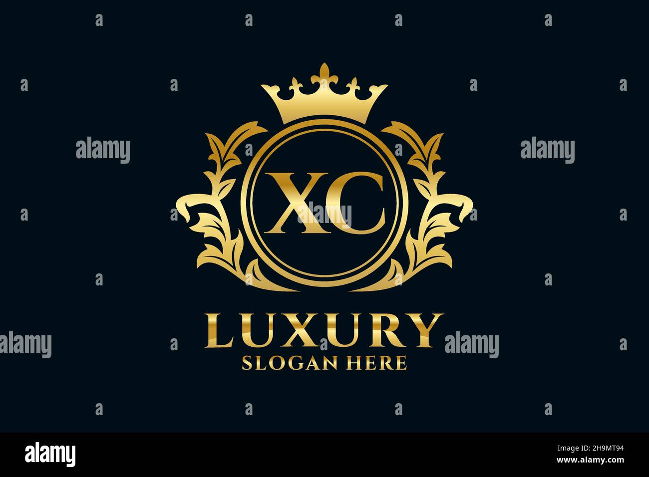 Modello di logo XC Letter Royal Luxury in Vector art per progetti di branding di lusso e altre illustrazioni vettoriali. Illustrazione Vettoriale
