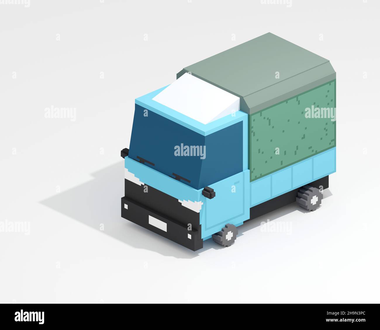 Taiwan mini Truck, un'arte digitale di piccolo camion per la cultura alimentare di strada nella città di Taipei isometric voxel raster 3D rappresentazione su backgrou bianco Foto Stock