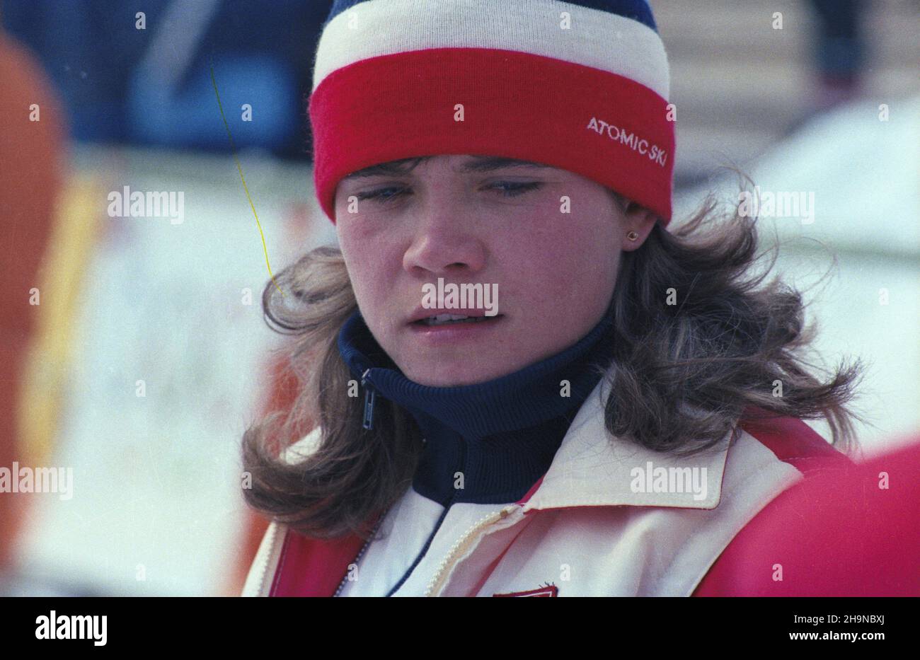 Jugos³awia Sarajewo 02,1984. Zimowe Igrzyska Olimpijskie w dniach 8-19 lutego. polska panzenistka Lilianna Morawiec. js PAP/Wojciech Kryñski Dok³adny dzieñ wydarzenia nieustalony. Iugoslavia Sarajevo febbraio 1984. Le Olimpiadi invernali del 8-19 febbraio. Nella foto: Skater di velocità della Polonia Lilianna Morawiec. js PAP/Wojciech Krynski Data esatta sconosciuta. Foto Stock