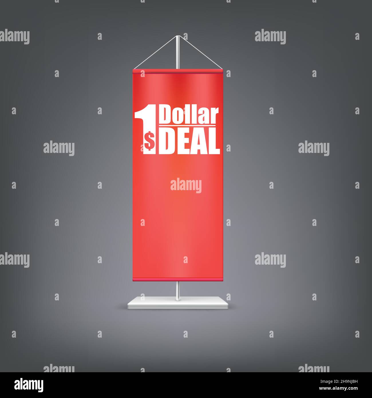 Affare del dollaro. Bandiera rossa verticale sul montante. Illustrazione Vettoriale