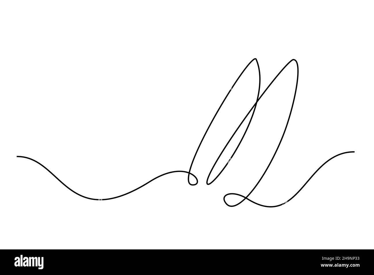 Pasqua coniglietto orecchie continuo una linea di disegno. Immagine semplice coniglio. Illustrazione vettoriale minimalista. Illustrazione Vettoriale