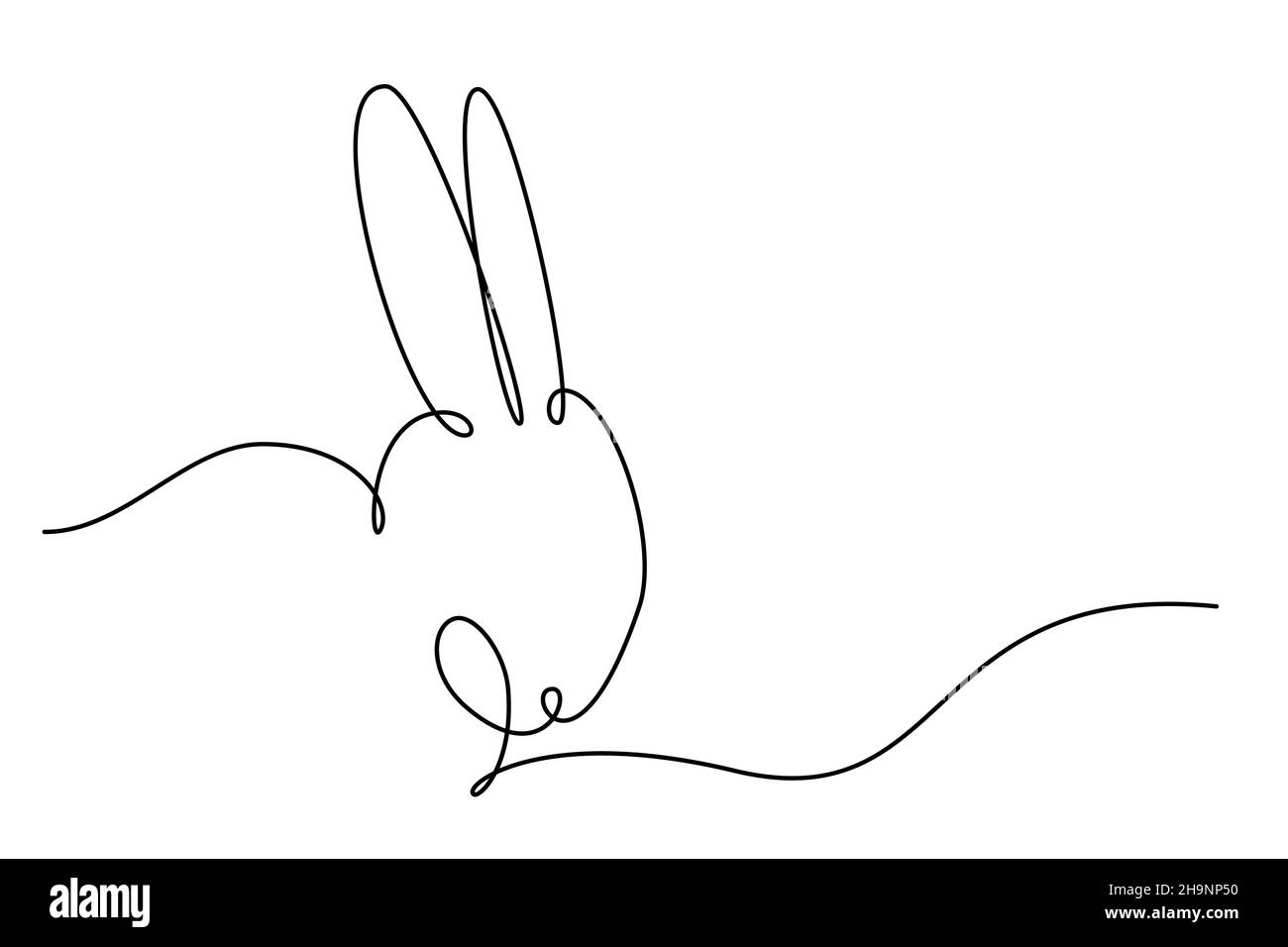 Coniglietto pasquale disegno continuo di una linea. Immagine semplice coniglio. Illustrazione vettoriale minimalista. Illustrazione Vettoriale