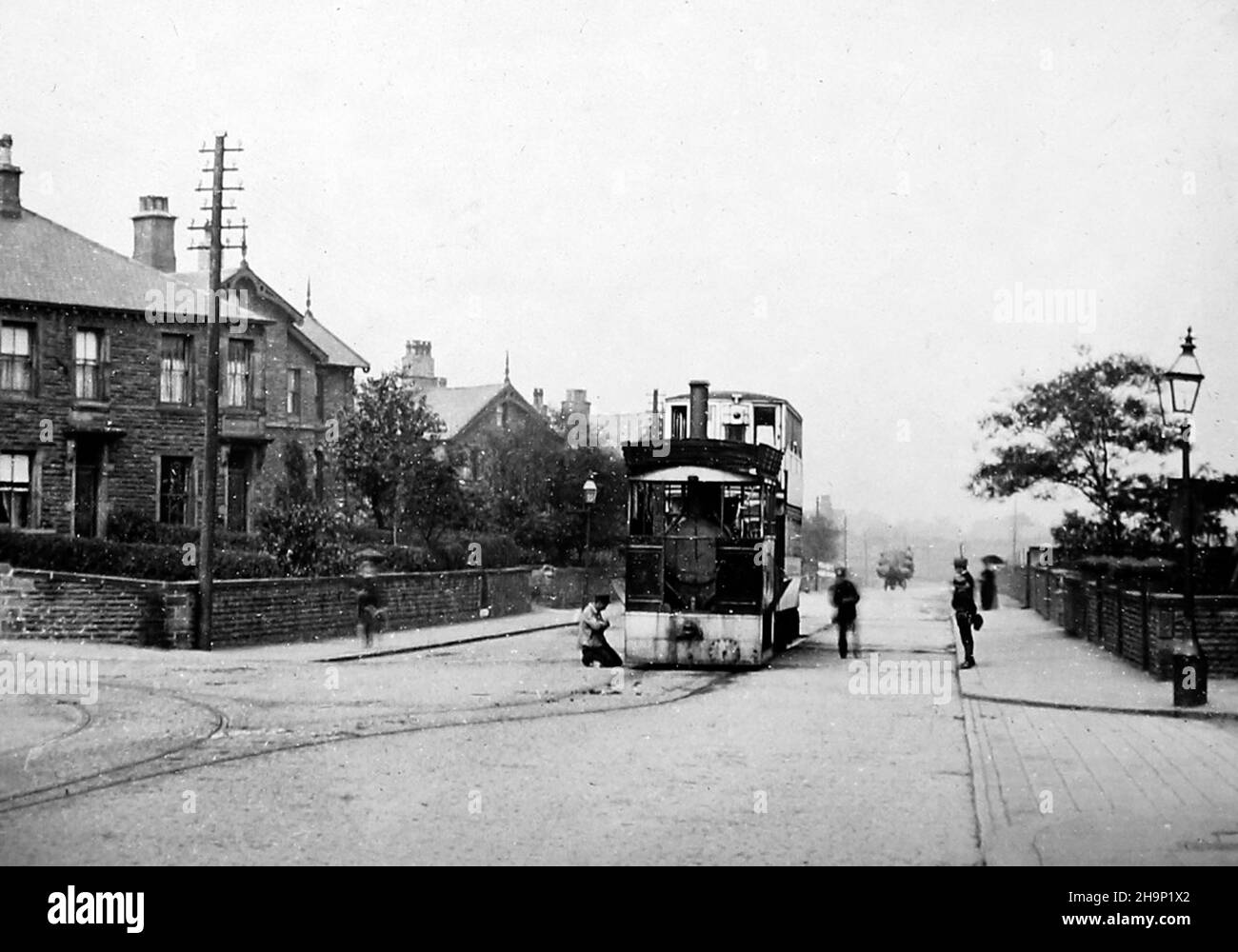 Rottura del tram a vapore, Thornbury, inizio 1900s Foto Stock